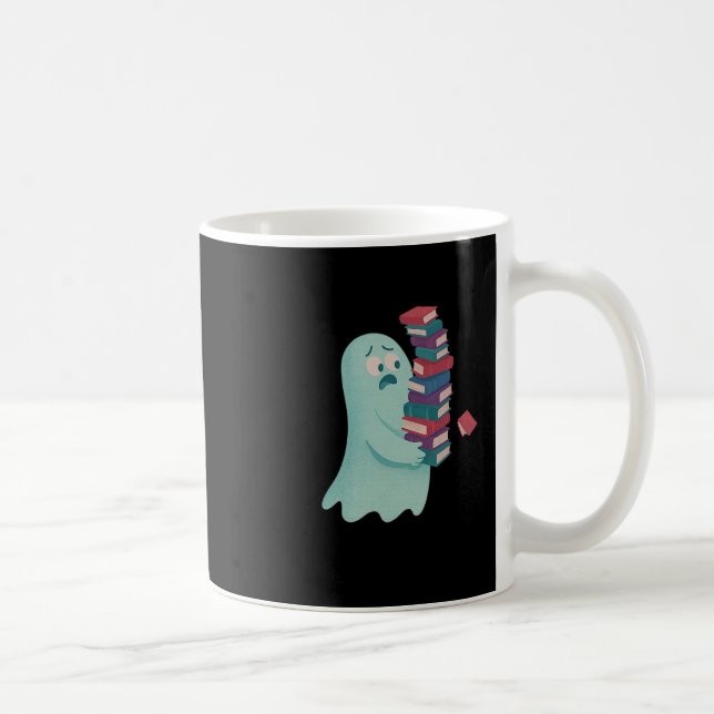 Cute Ghost som transporterar för många Bokar Bok Ä Kaffemugg (Höger)