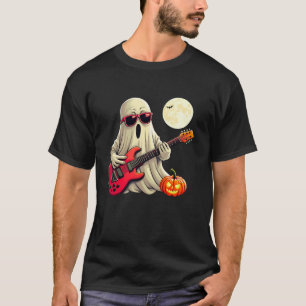 Cute Ghost spelar Guitar Halloween Pumpkin Guitar T Shirt