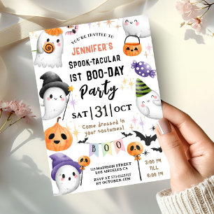 Cute Ghost Spooktacular Halloween 1:a födelsedagen Inbjudningar