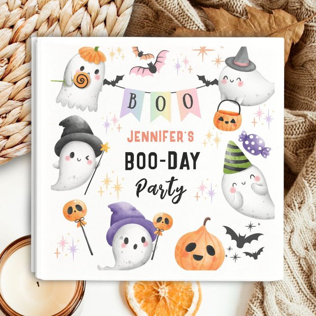 Cute Ghost Spooktacular Halloween Birthday Pappersservett (Skapare uppladdad)