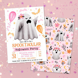 Cute Ghost Spooktacular Kids Halloween fest Inbjudningar