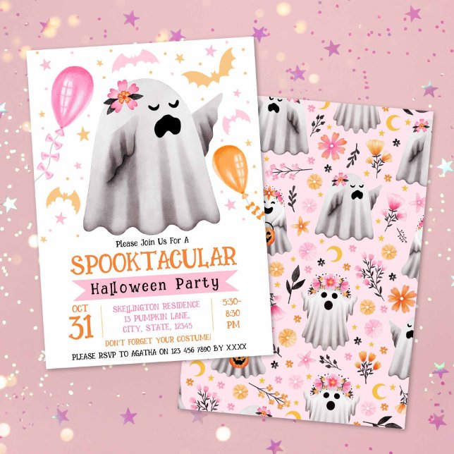 Cute Ghost Spooktacular Kids Halloween fest Inbjudningar (Cute Ghost Spooktacular Kids Halloween Party Invitation)