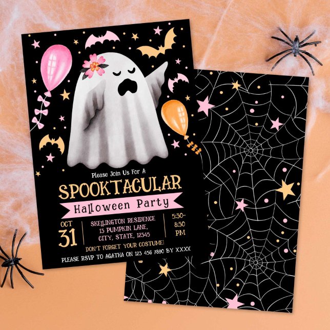 Cute Ghost Spooktacular Kids Halloween fest Inbjudningar (Cute Ghost Spooktacular Kids Halloween Party Invitation)
