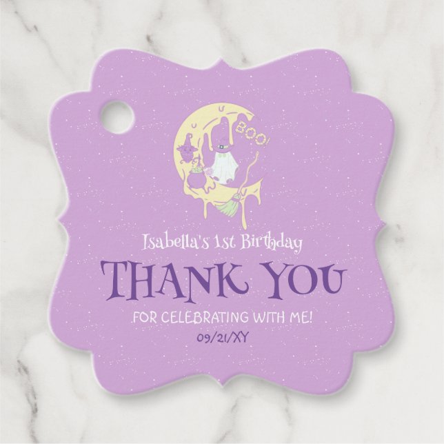 Cute Ghost Spooky 1:a Birthday Halloween Gåvor Etiketter (Framsida)