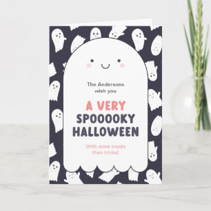 Cute Ghost Spooky Halloween Önskemål Kort