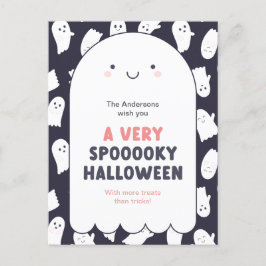 Cute Ghost Spooky Halloween Önskemål Vykort
