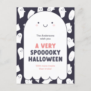 Cute Ghost Spooky Halloween Önskemål Vykort