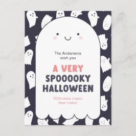 Cute Ghost Spooky Halloween Önskemål Vykort