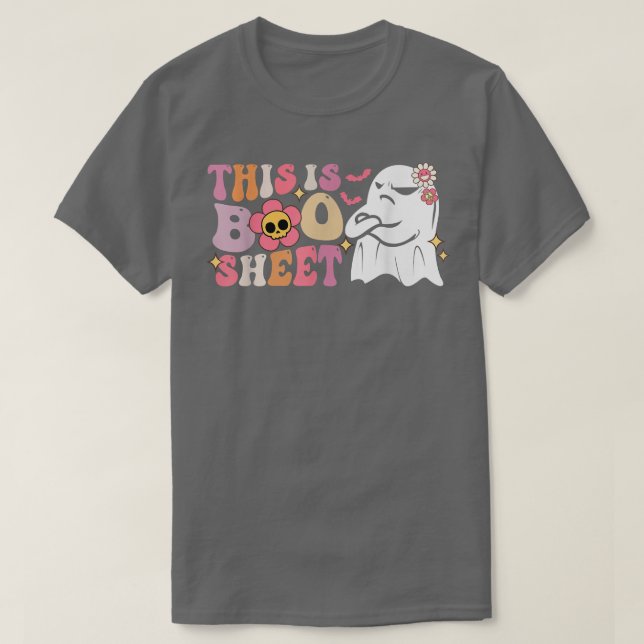 Cute Ghost Spooky Halloween This Is Boo Sheet Retr T Shirt (Design framsida)