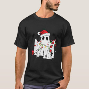 Cute Ghost Spooky jul Santa Hat Funny Family T Shirt