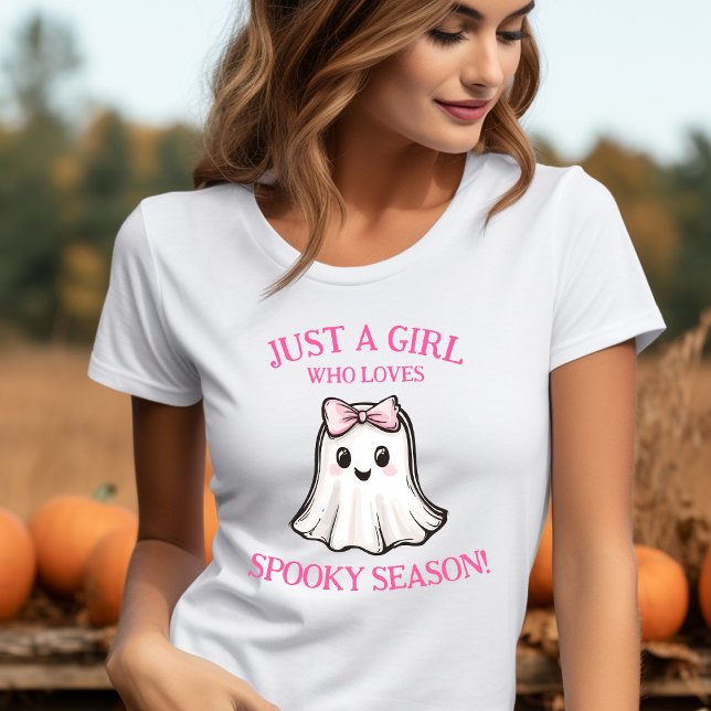 Cute Ghost Spooky Season Halloween Shirt T Shirt (Just a Girl Who Loves Spooky Season Cute Ghost Halloween Shirt)