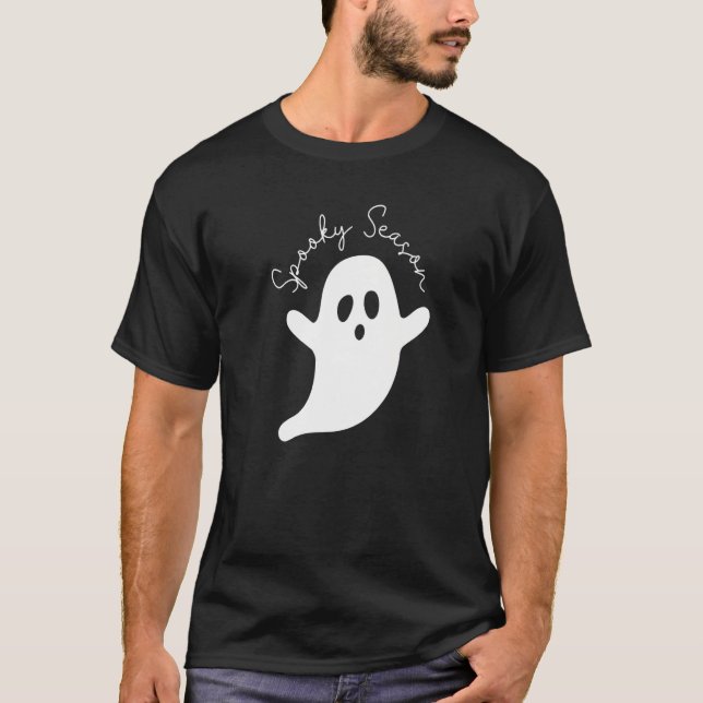 Cute Ghost Spooky Season Hej Boo Pumkin Boo Crew H T Shirt (Framsida)