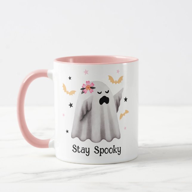 Cute Ghost Stanna Spooky Halloween Mugg (Vänster)