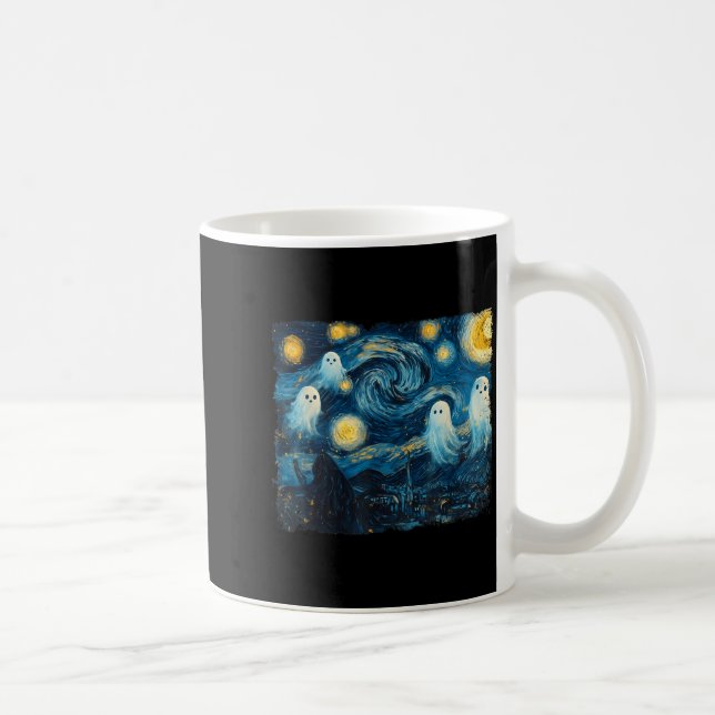 Cute Ghost Starry Night Halloween Soky Retro Van G Kaffemugg (Höger)