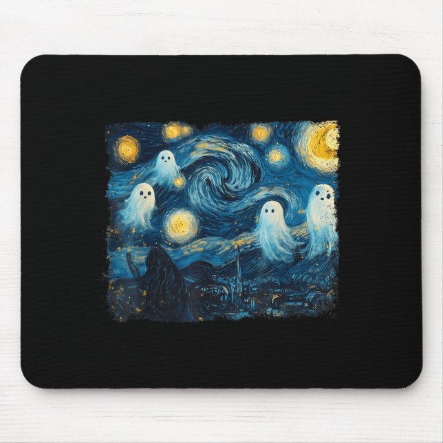 Cute Ghost Starry Night Halloween Soky Retro Van G Musmatta (Framsidan)