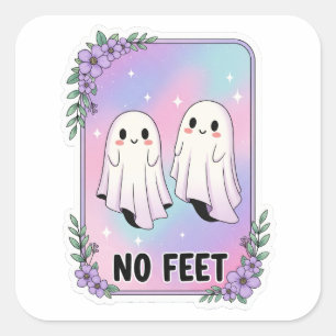 Cute Ghost Sticker - Pastel Halloween "No Feet" Fl Fyrkantigt Klistermärke