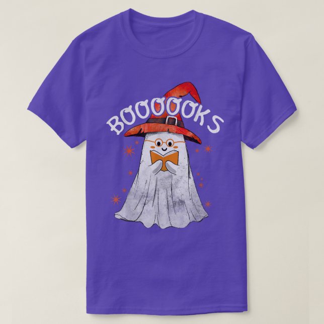 Cute Ghost Teacher Book Reading Booooks Top Hallow T Shirt (Design framsida)