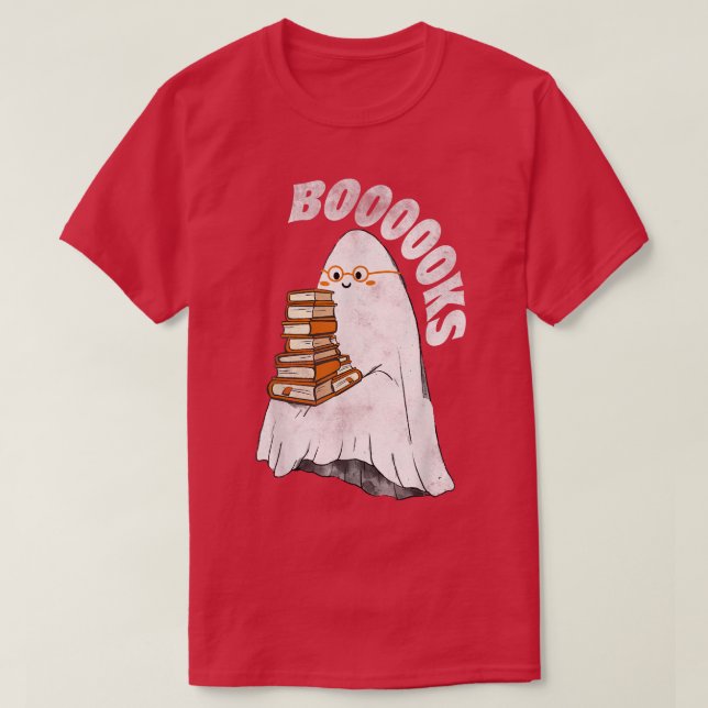 Cute Ghost Teacher Top Bok Halloween Boooks Read T Shirt (Design framsida)