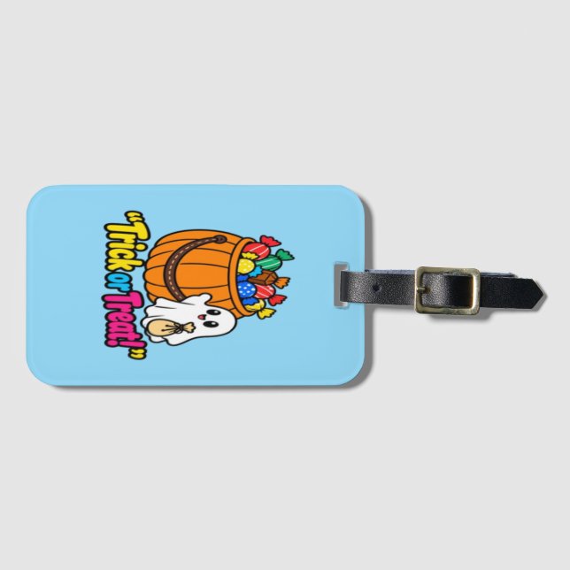 Cute Ghost Trick or Treat Halloween Pattern Phone  Bagagebricka (Framsida horisontal)