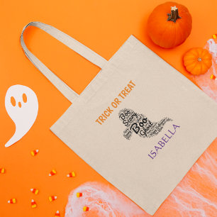Cute Ghost Typography Bus eller godis Tote Bag Tygkasse