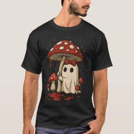 Cute Ghost under Mushroom in Bloody Rain T Shirt