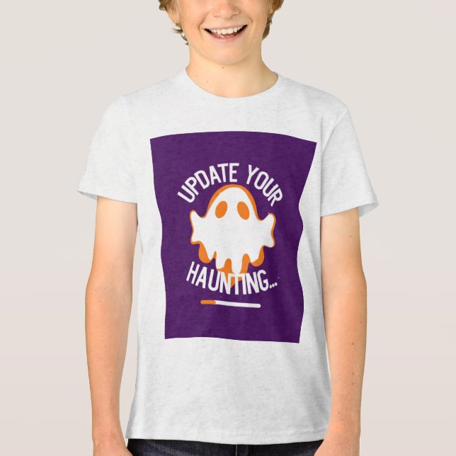 Cute Ghost 'Update Your Haunting' T Shirt (Framsida)