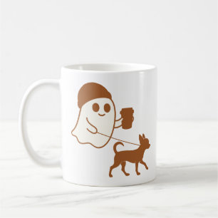 Cute Ghost Walking Chihuahua Kaffemugg