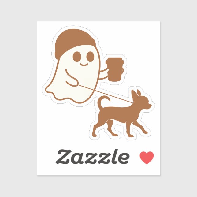 Cute Ghost Walking Chihuahua Klistermärken (Ark)