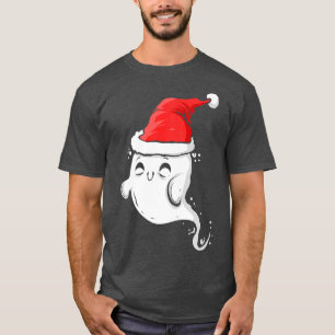 Cute Ghost Wearing Santa Hat jul Halloween H T Shirt