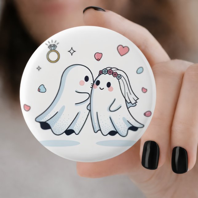 Cute Ghost Wedding Proposal Pin Button Set Knapp (Skapare uppladdad)