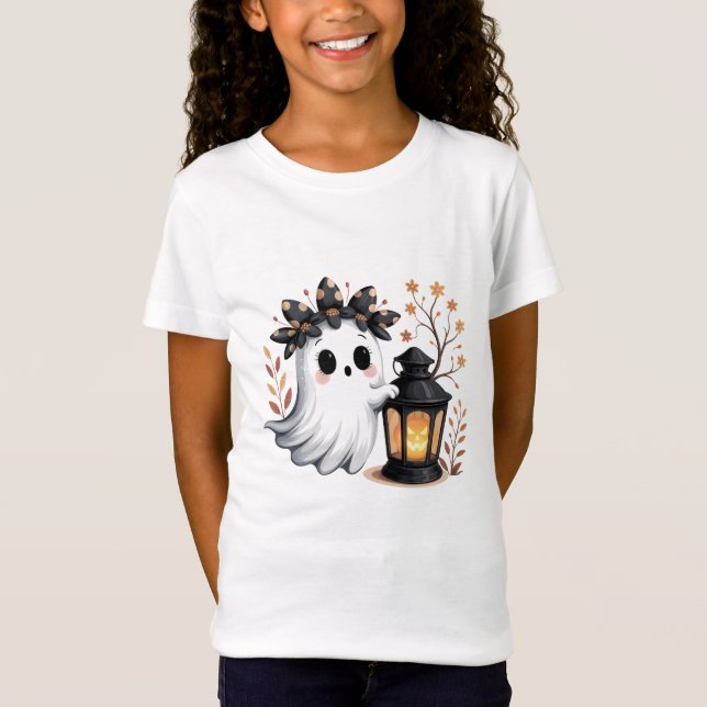 Cute Ghost Whimsical Halloween Kids T-Shirt (Framsida)