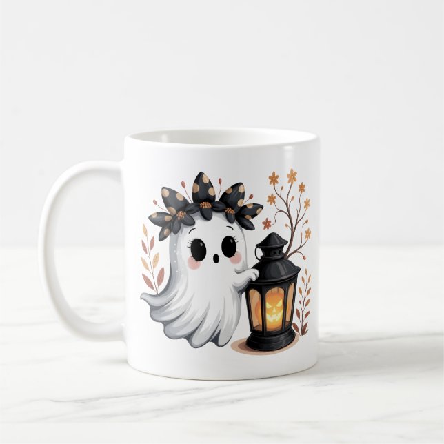 Cute Ghost Whimsical Halloween Mugg Stil (Vänster)
