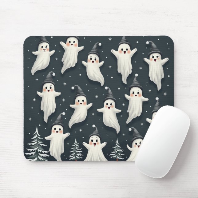 Cute Ghost Winter Mönster Mouse Pad Musmatta (Med mus)