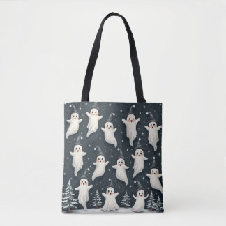 Cute Ghost Winter Tote Bag Tygkasse