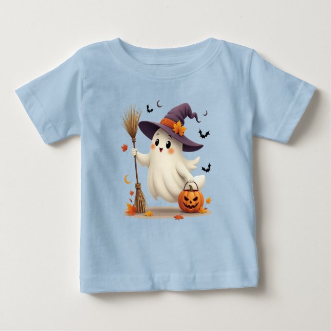 Cute Ghost Witch Halloween Småbarn T-Shirt (Framsida)