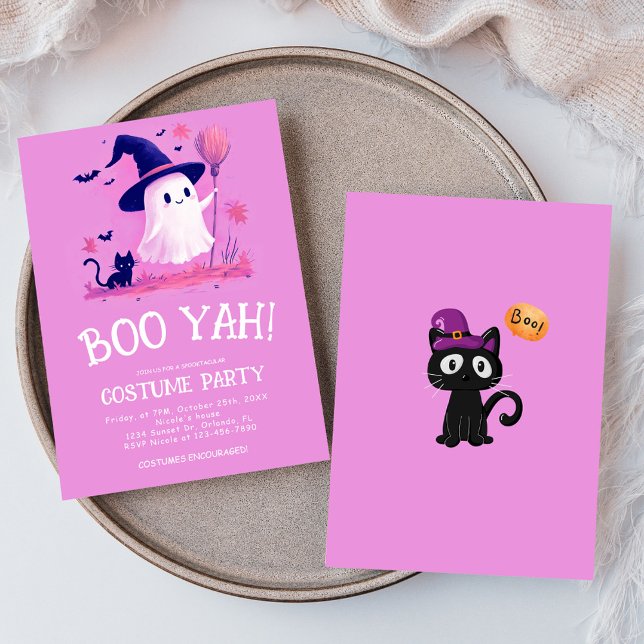 Cute Ghost Witch Kids Halloween Costume Party Inbjudningar (Cute Ghost Witch Kids Halloween Costume Party Invitation)