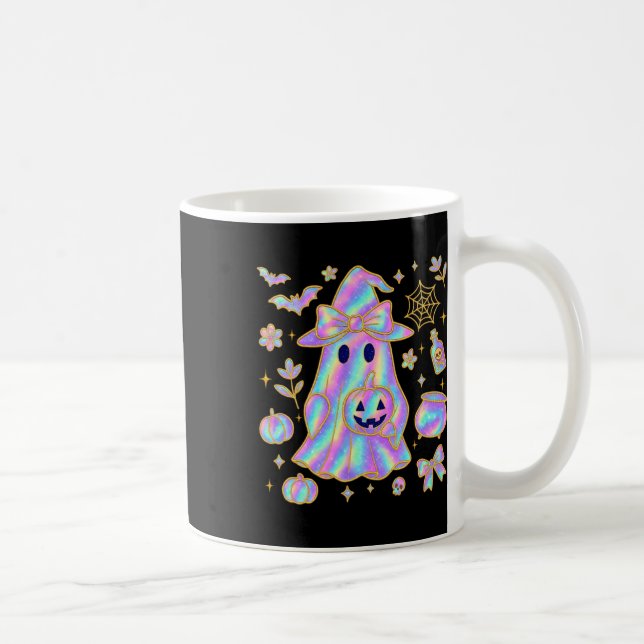 Cute Ghost Witch Shirt Pumpkin Cauldron Spider Hal Kaffemugg (Höger)