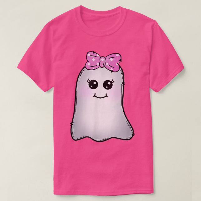 Cute Ghost With Bow Clothing And Accessories Women T Shirt (Design framsida)