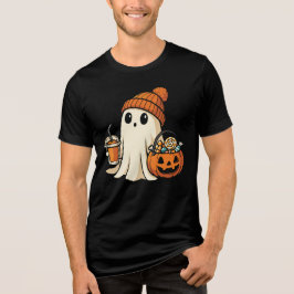 Cute Ghost with Candy & Pumpkin Drink T Shirt