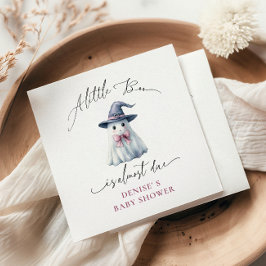 Cute Ghost with Pink Bow & Witch Hat Baby Shower Pappersservett