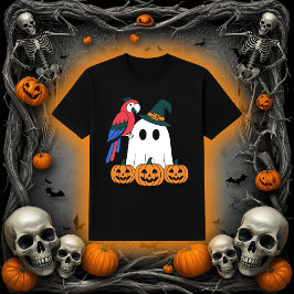 Cute Ghost with Pirate Parrot Halloween T Shirt