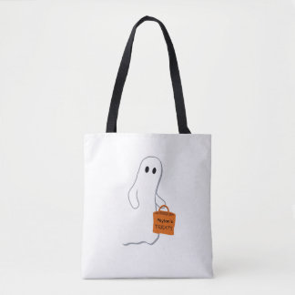 Cute Ghost with Treat Bag Personalized Bag Tygkasse