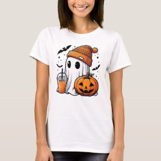 Cute Ghost Womens Halloween T Shirt