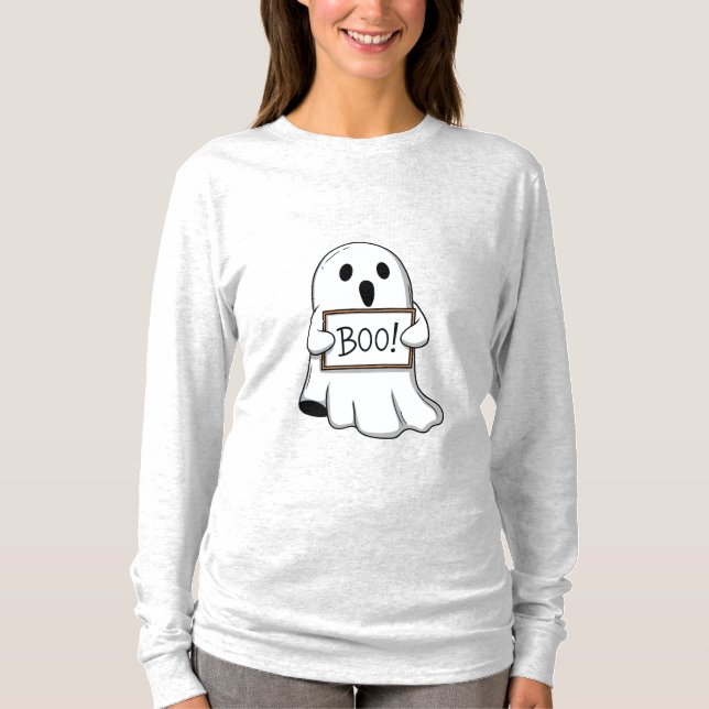 Cute Ghostly BOO Fun T Shirt (Framsida)