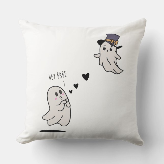 Cute ghosts couple talking kudde (Framsida)