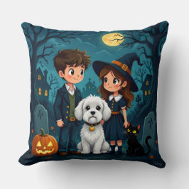 Cute Ghosts, Pumpkins & Bats Decorative Cushion Kudde