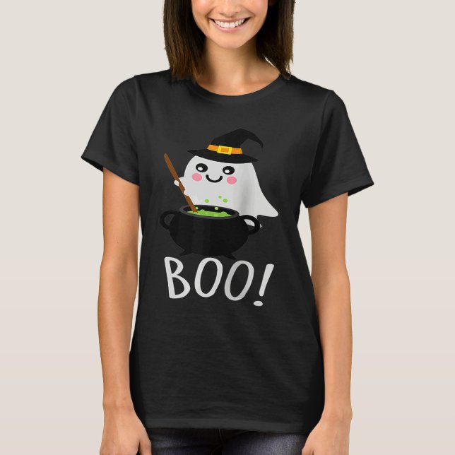 Cute Ghosts with Magic Cauldroon  Magic Potion Boo T Shirt (Framsida)