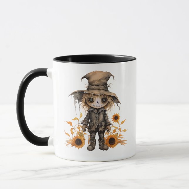Cute Ghoul in Black med Sunblommor Halloween Mugg (Vänster)