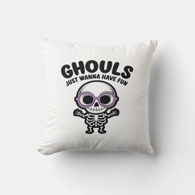 Cute Ghouls vill bara ha Roligt Skeleton Kudde (Framsida)