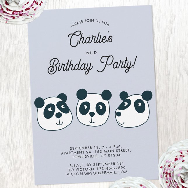 Cute Giant Panda Bear Födelsedagsfest Inbjudningar (Cute panda bear themed personalized kids birthday party invitation)